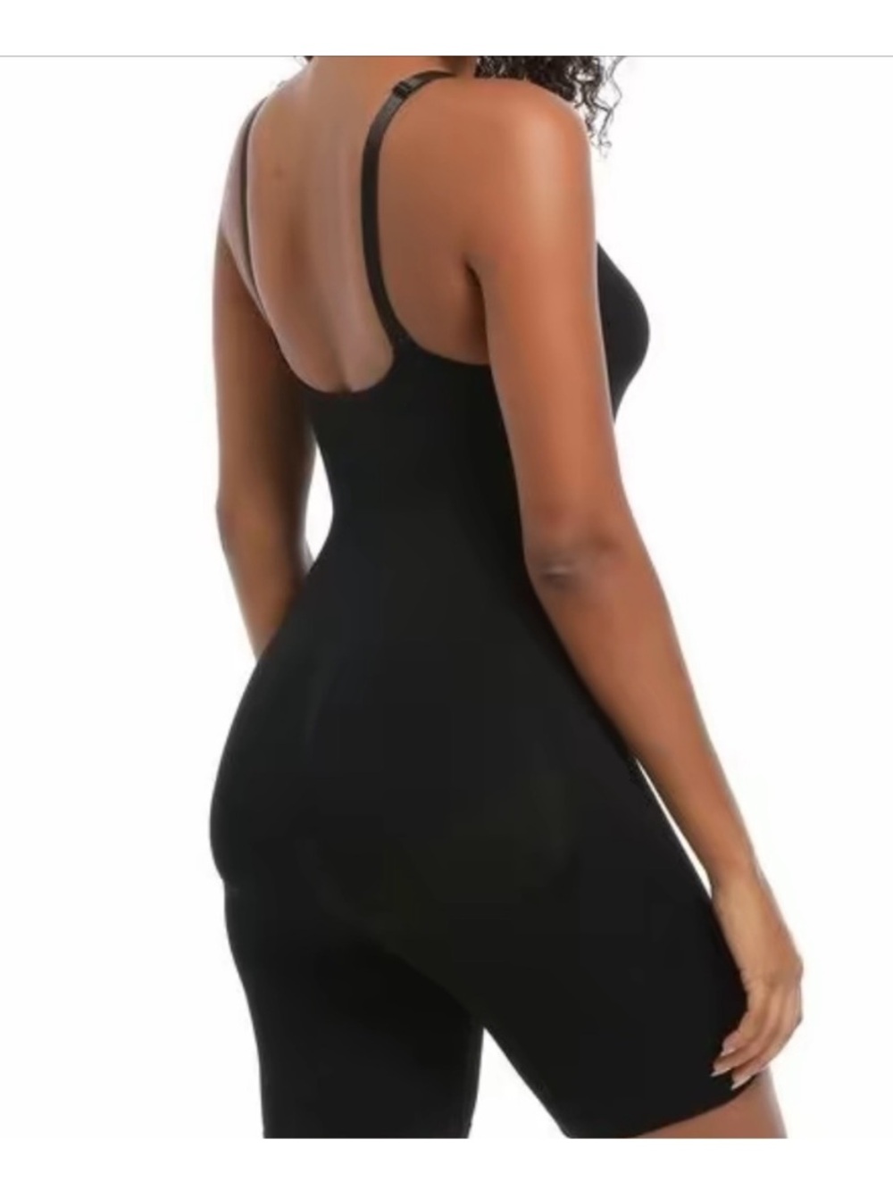 Black Full-Body Shaping Romper with Adjustable Straps